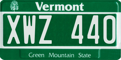 VT license plate XWZ440