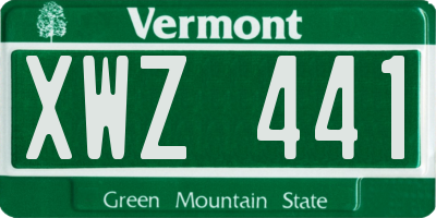 VT license plate XWZ441