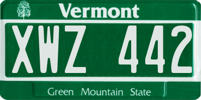 VT license plate XWZ442