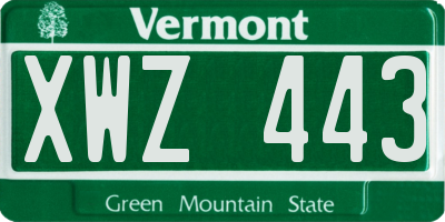 VT license plate XWZ443