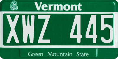VT license plate XWZ445