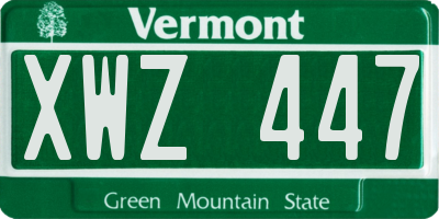 VT license plate XWZ447