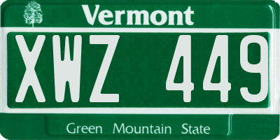 VT license plate XWZ449