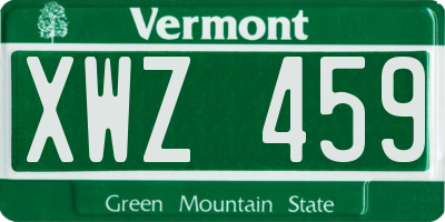 VT license plate XWZ459