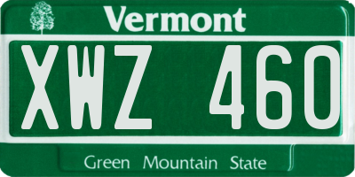 VT license plate XWZ460