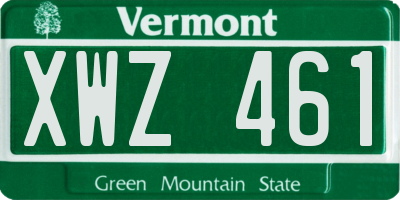 VT license plate XWZ461