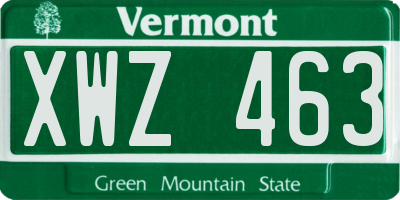 VT license plate XWZ463