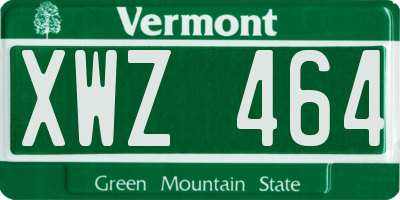 VT license plate XWZ464