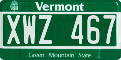 VT license plate XWZ467