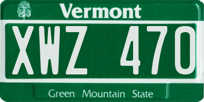 VT license plate XWZ470