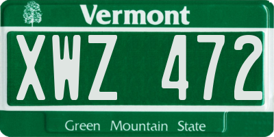 VT license plate XWZ472