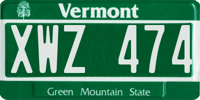 VT license plate XWZ474
