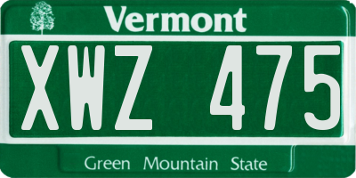 VT license plate XWZ475