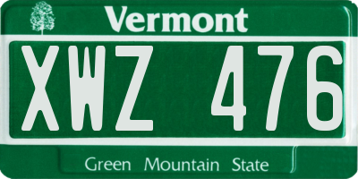 VT license plate XWZ476