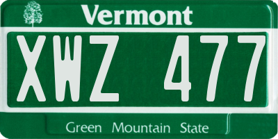 VT license plate XWZ477