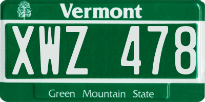 VT license plate XWZ478