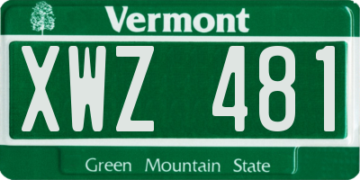 VT license plate XWZ481