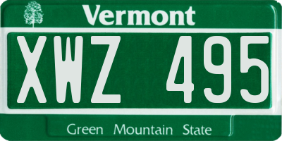 VT license plate XWZ495