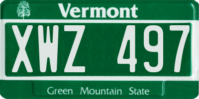 VT license plate XWZ497
