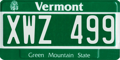 VT license plate XWZ499