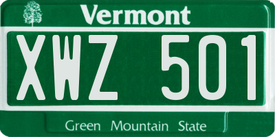 VT license plate XWZ501