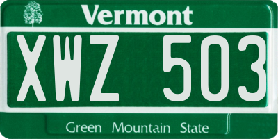 VT license plate XWZ503