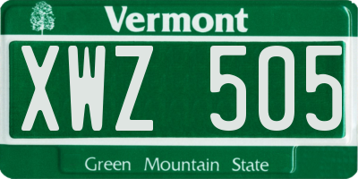 VT license plate XWZ505