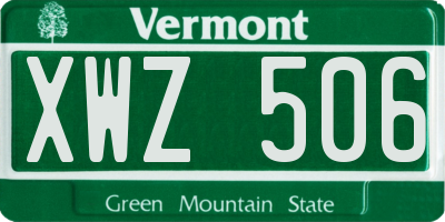 VT license plate XWZ506