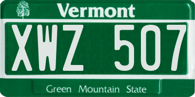 VT license plate XWZ507