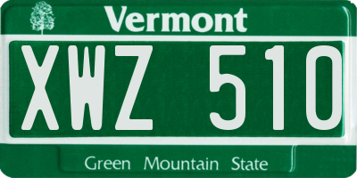 VT license plate XWZ510