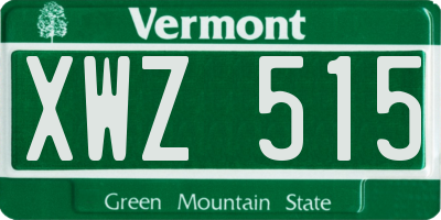 VT license plate XWZ515