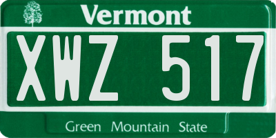 VT license plate XWZ517