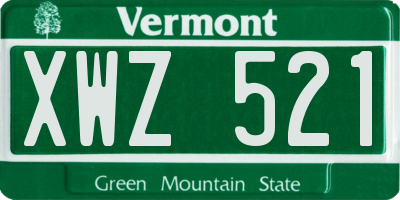 VT license plate XWZ521