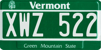VT license plate XWZ522