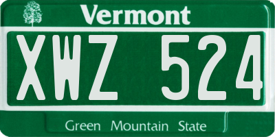 VT license plate XWZ524