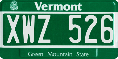 VT license plate XWZ526