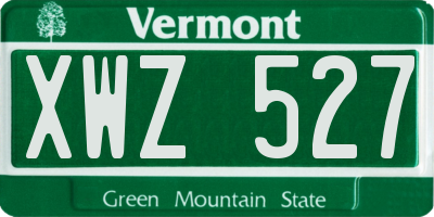 VT license plate XWZ527