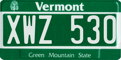 VT license plate XWZ530