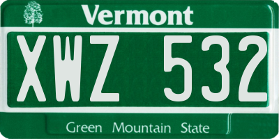 VT license plate XWZ532