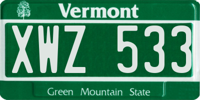 VT license plate XWZ533
