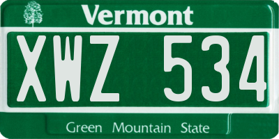 VT license plate XWZ534