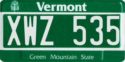 VT license plate XWZ535