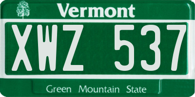 VT license plate XWZ537