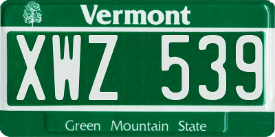 VT license plate XWZ539