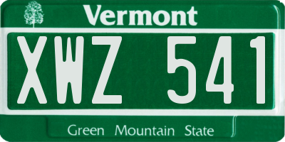 VT license plate XWZ541