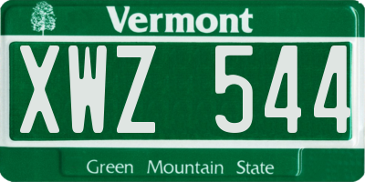 VT license plate XWZ544