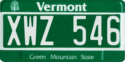 VT license plate XWZ546