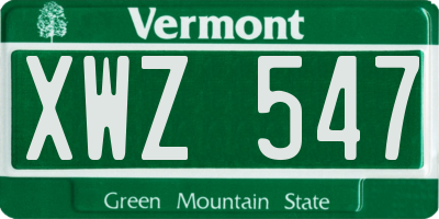 VT license plate XWZ547