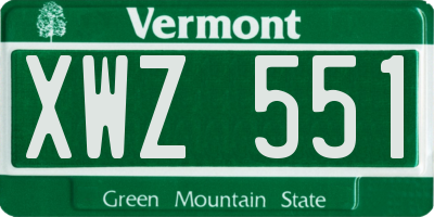 VT license plate XWZ551