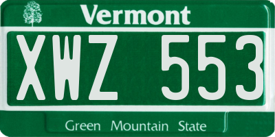 VT license plate XWZ553